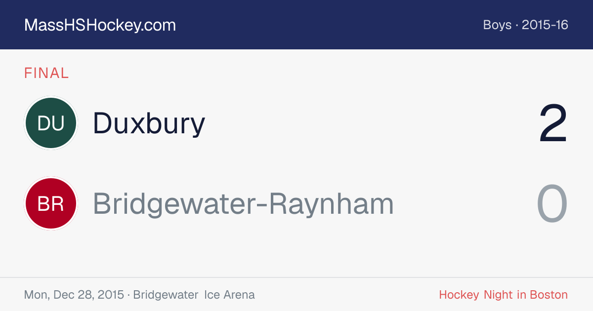 Duxbury at Bridgewater-Raynham score card