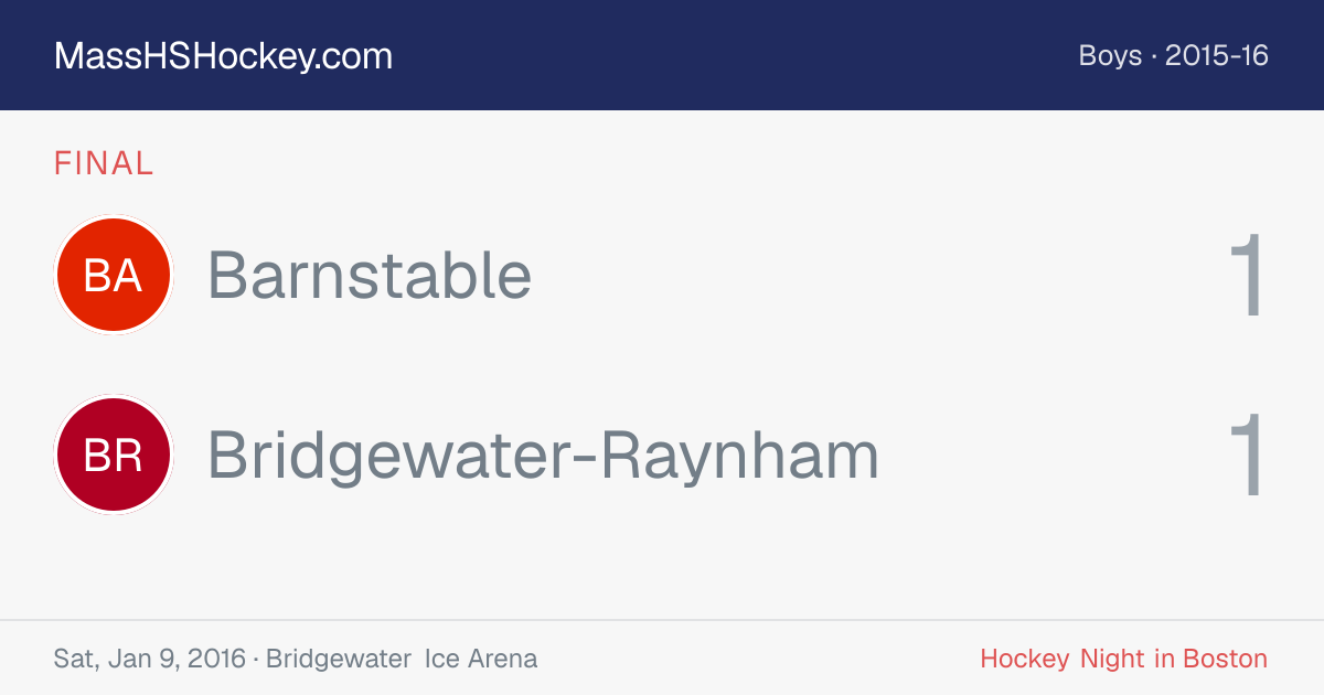 Barnstable at Bridgewater-Raynham score card