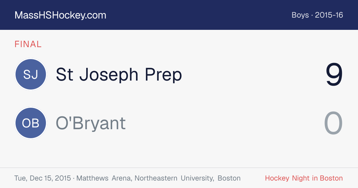 St Joseph Prep at O'Bryant score card