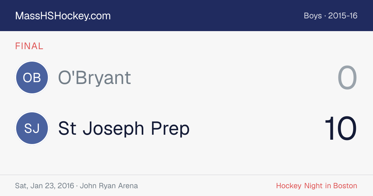 O'Bryant at St Joseph Prep score card