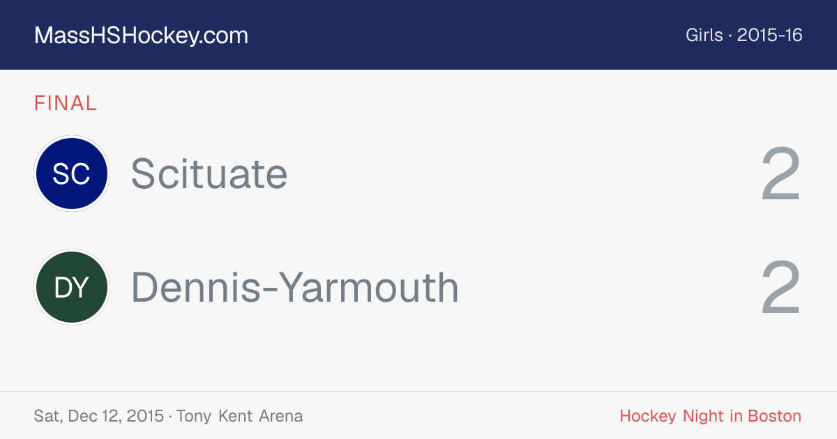 Scituate at Dennis-Yarmouth score card