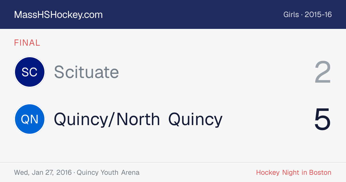 Scituate at Quincy/North Quincy score card
