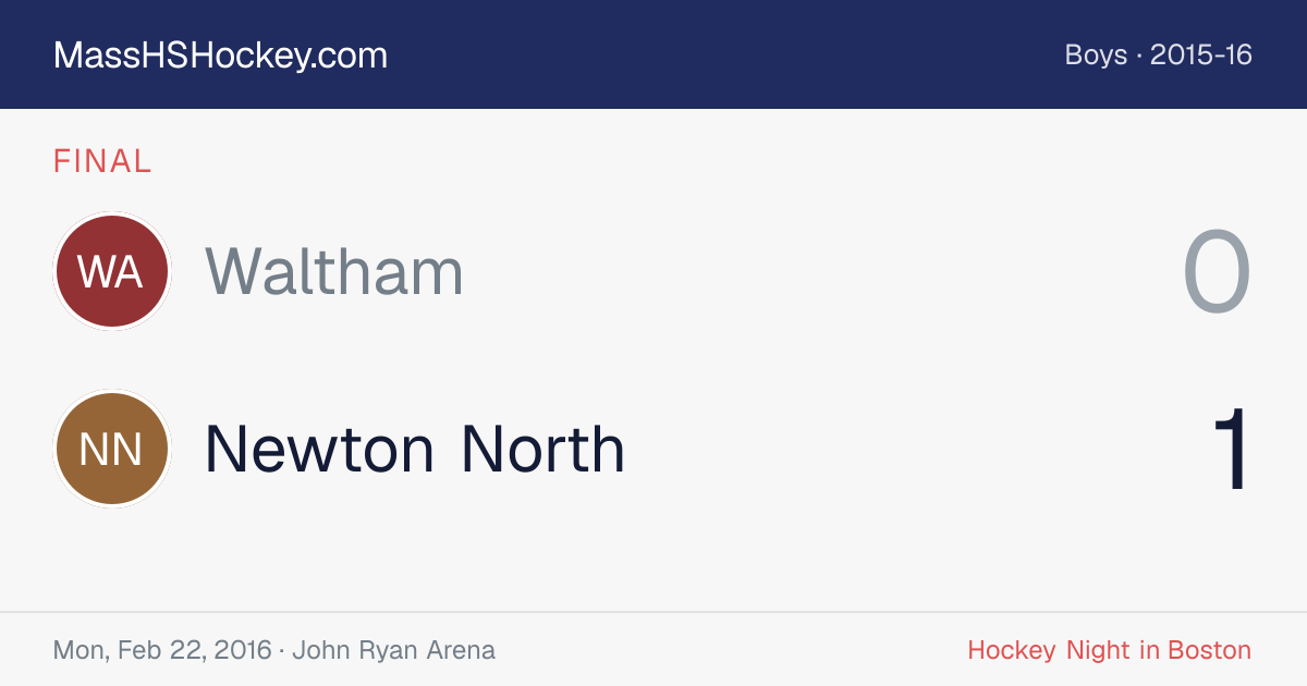 Waltham at Newton North score card