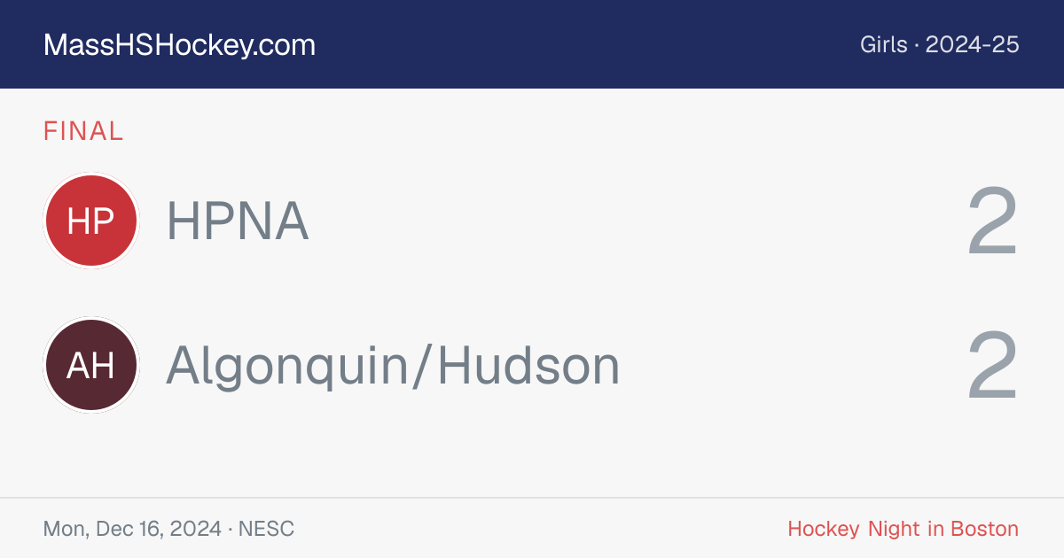 HPNA at Algonquin/Hudson score card