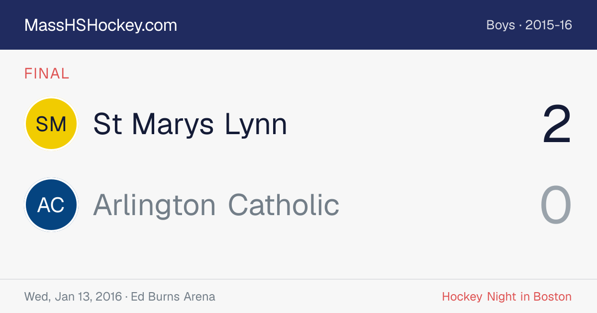 St Marys Lynn at Arlington Catholic score card