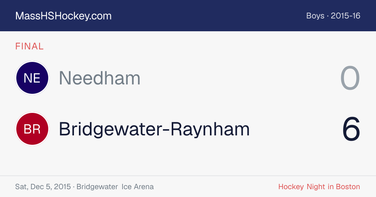 Needham at Bridgewater-Raynham score card