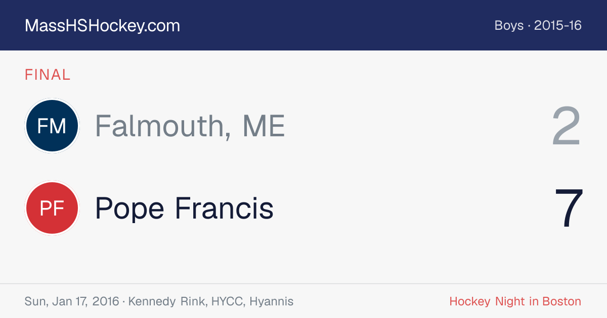 Falmouth, ME at Pope Francis score card