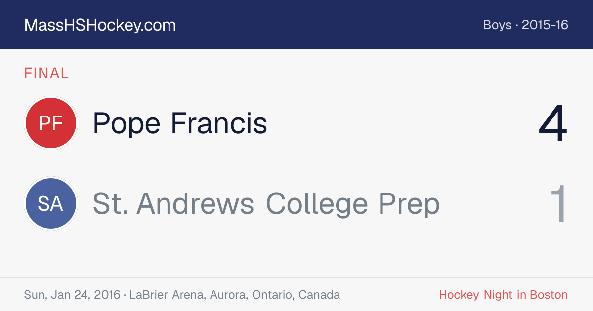Pope Francis at St. Andrews College Prep score card
