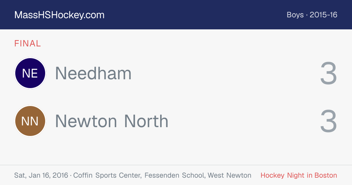 Needham at Newton North score card