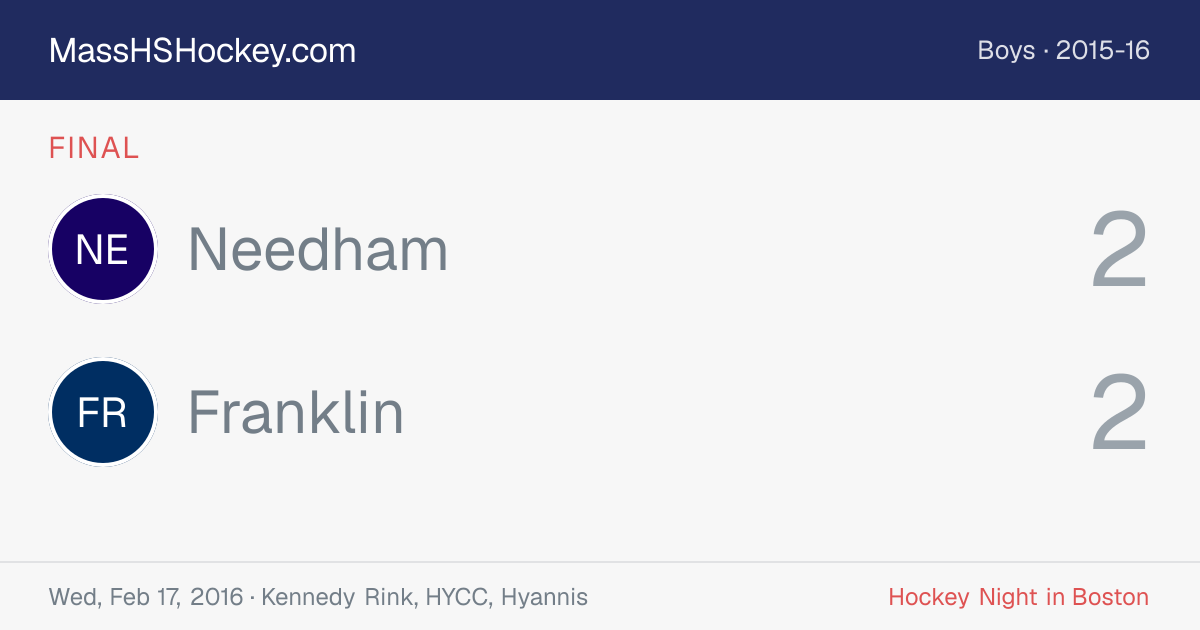 Needham at Franklin score card