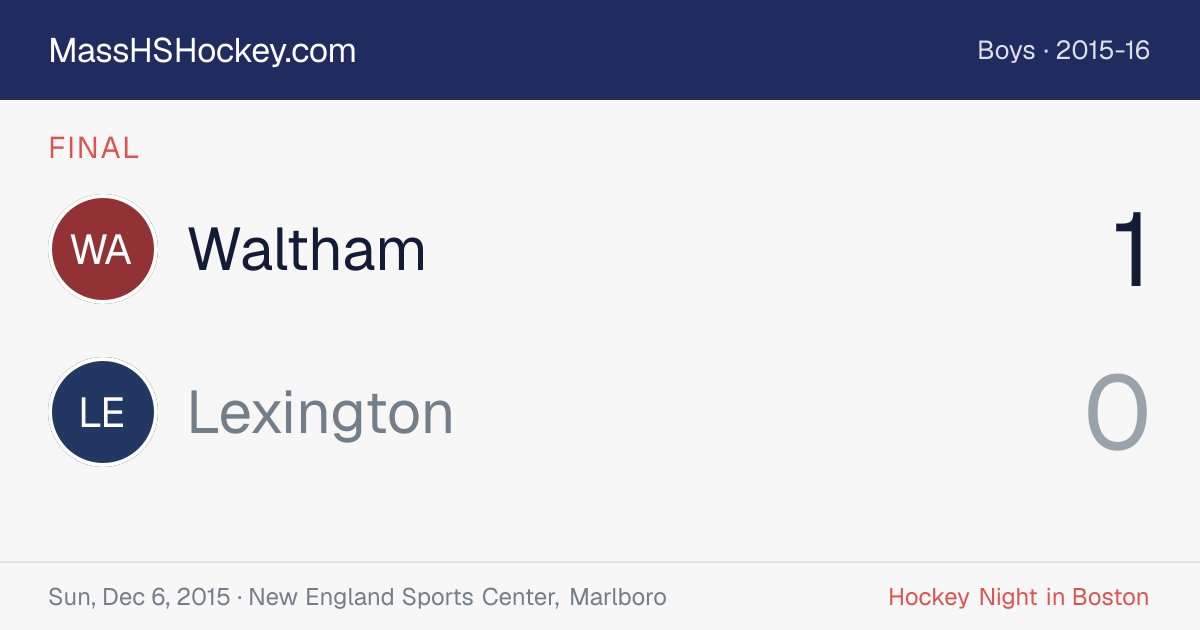 Waltham at Lexington score card