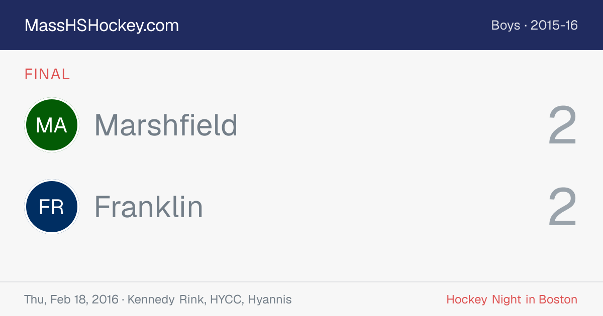 Marshfield at Franklin score card