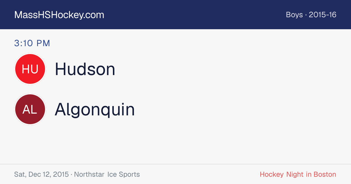 Hudson at Algonquin score card