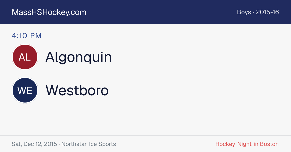 Algonquin at Westboro score card