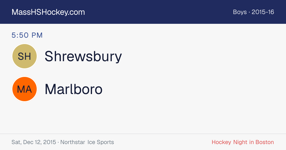 Shrewsbury at Marlboro score card