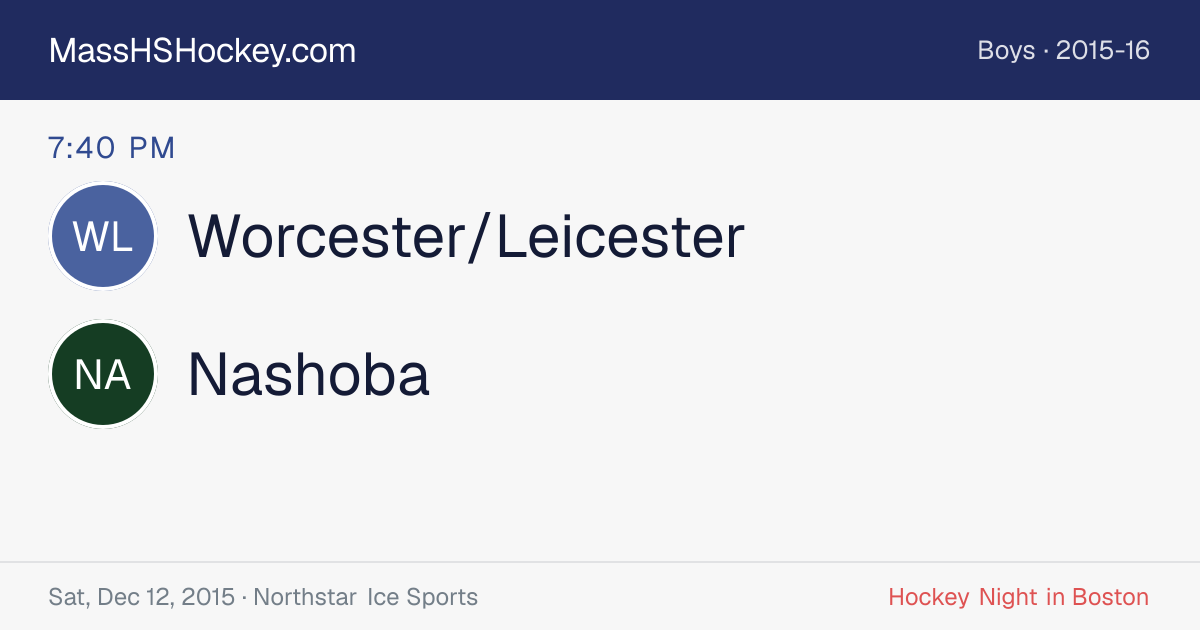Worcester/Leicester at Nashoba score card