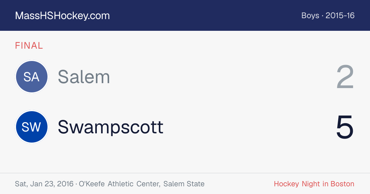 Salem at Swampscott score card
