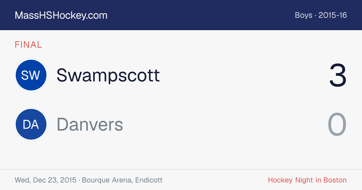 Swampscott at Danvers score card