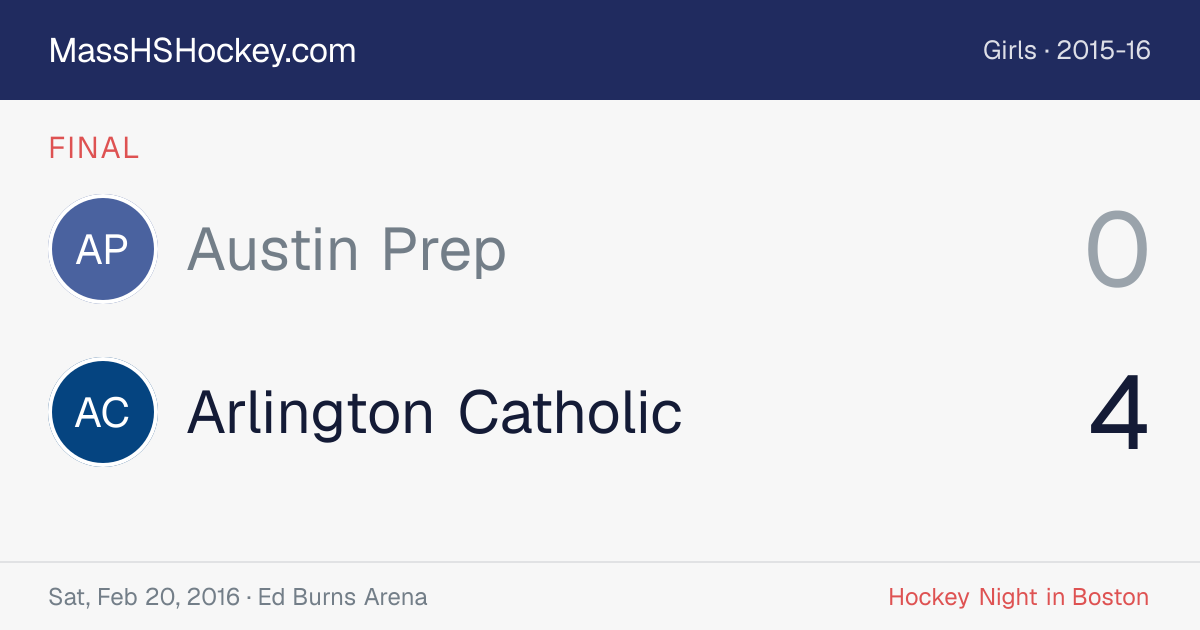 Austin Prep at Arlington Catholic score card