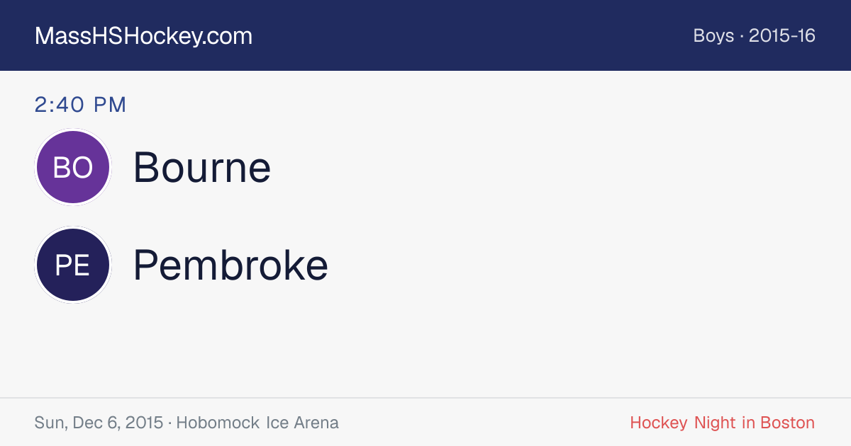 Bourne at Pembroke score card
