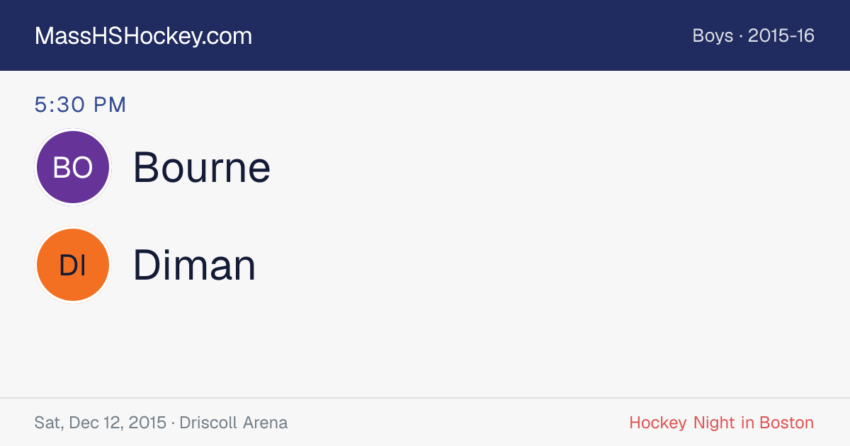 Bourne at Diman score card