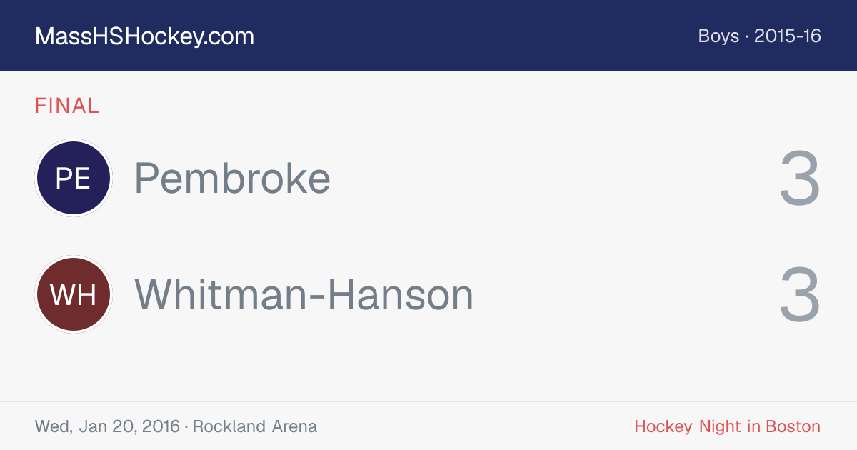 Pembroke at Whitman-Hanson score card