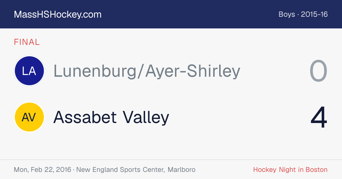 Lunenburg/Ayer-Shirley at Assabet Valley score card