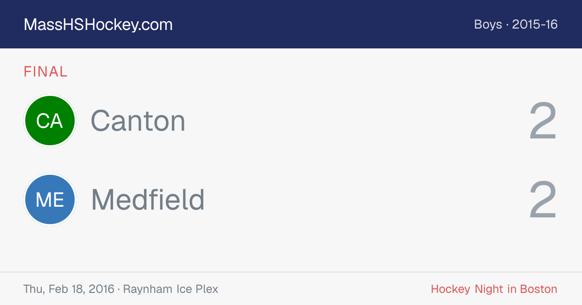 Canton at Medfield score card