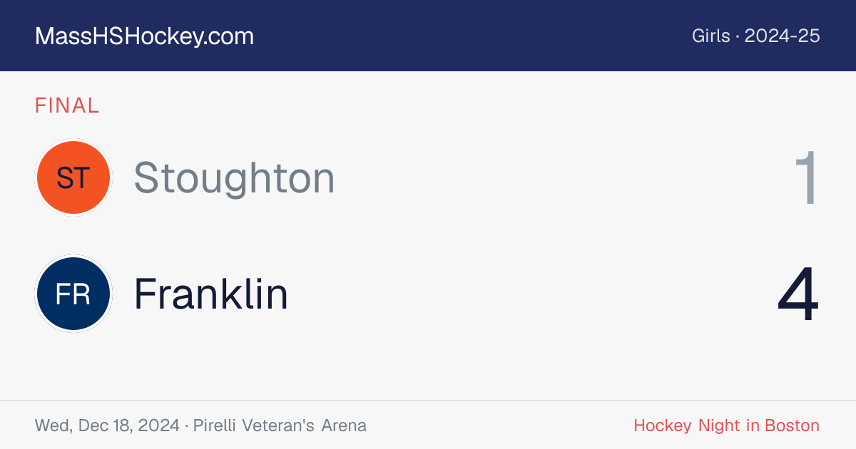 Stoughton at Franklin score card
