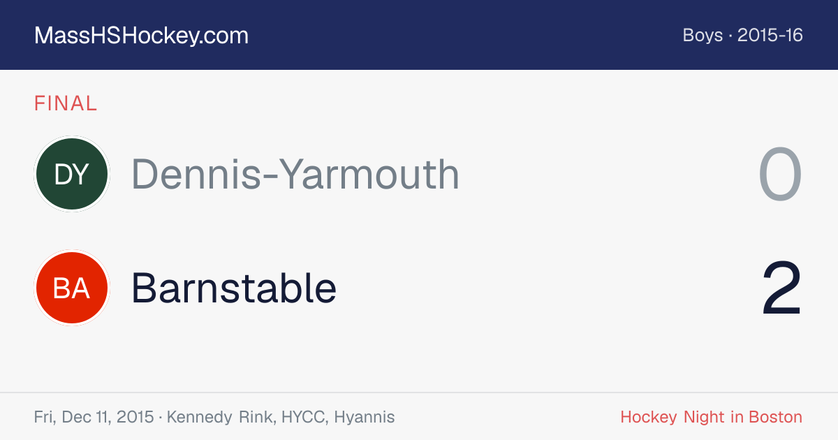 Dennis-Yarmouth at Barnstable score card