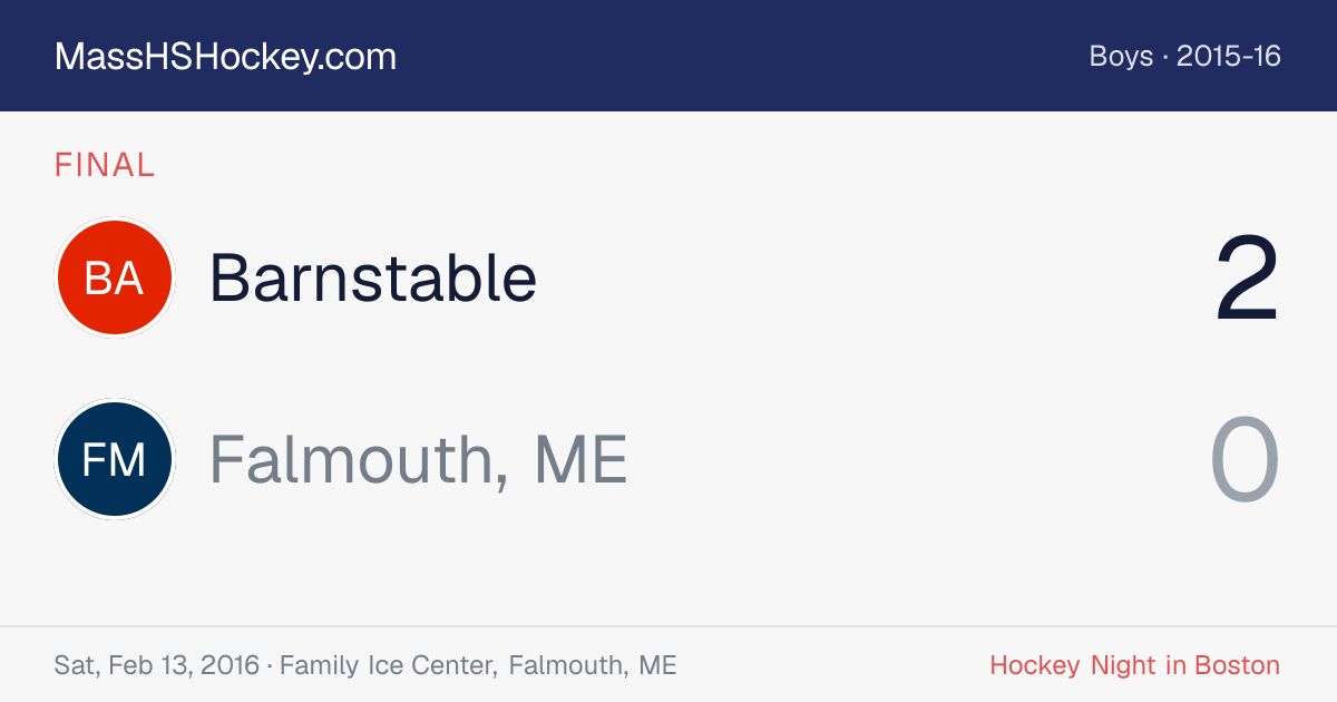 Barnstable at Falmouth, ME score card