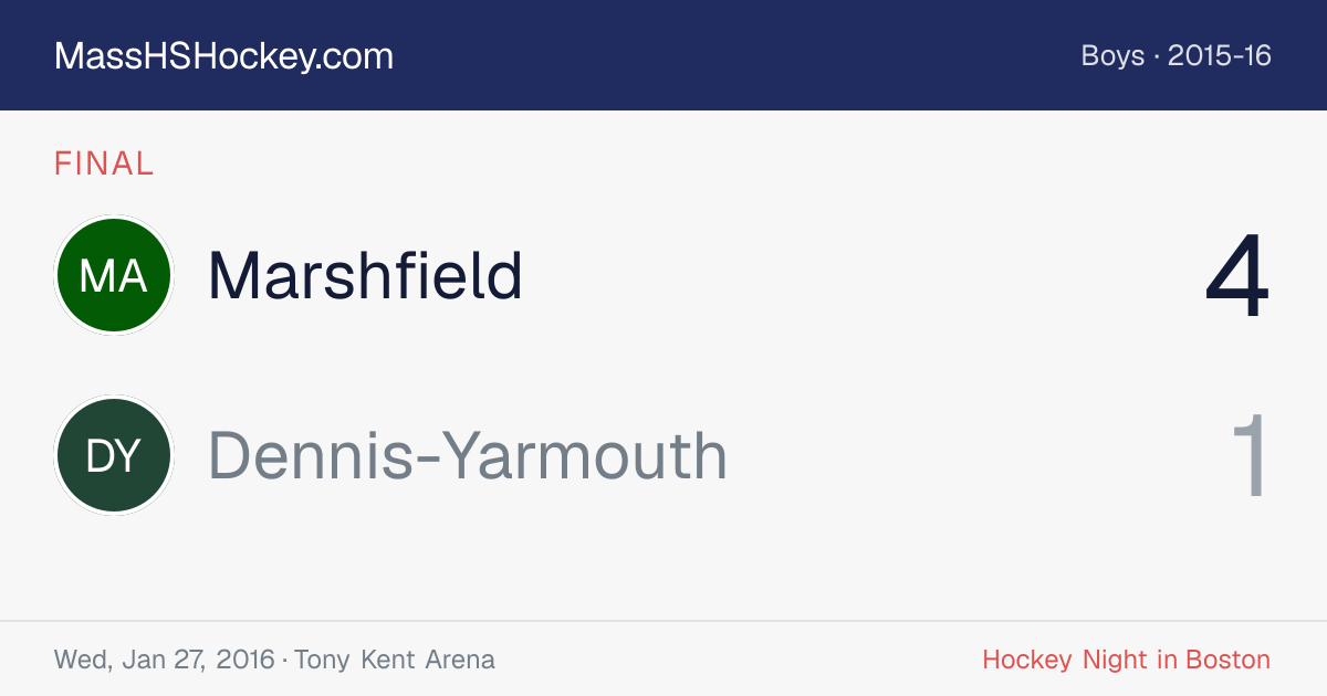 Marshfield at Dennis-Yarmouth score card
