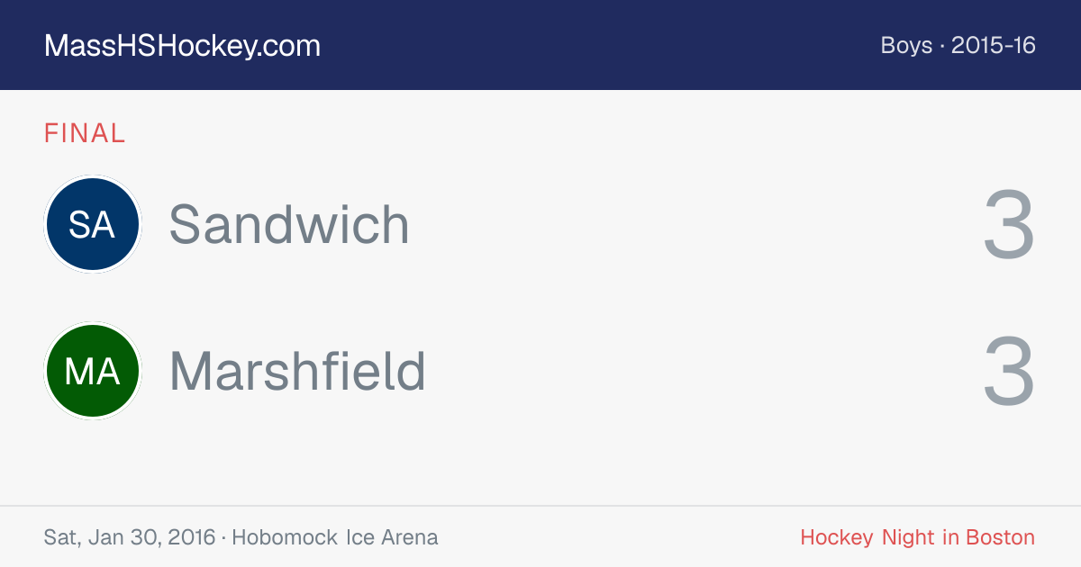 Sandwich at Marshfield score card