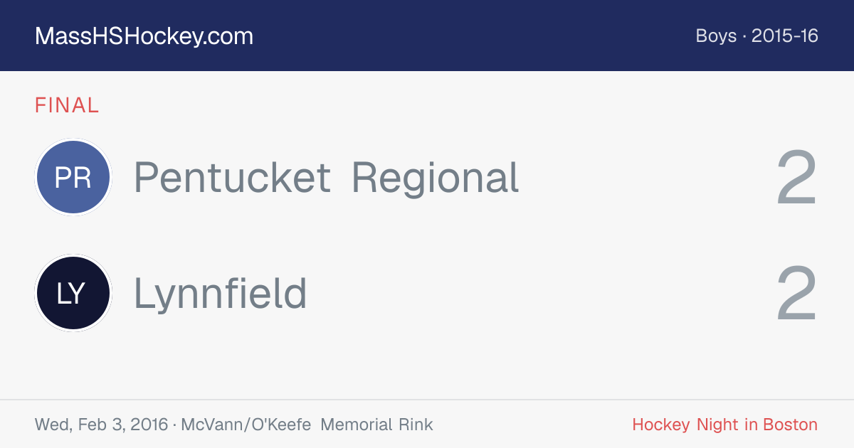 Pentucket Regional at Lynnfield score card