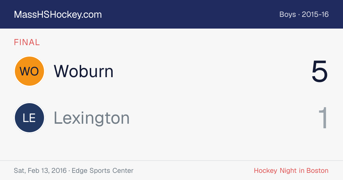 Woburn at Lexington score card