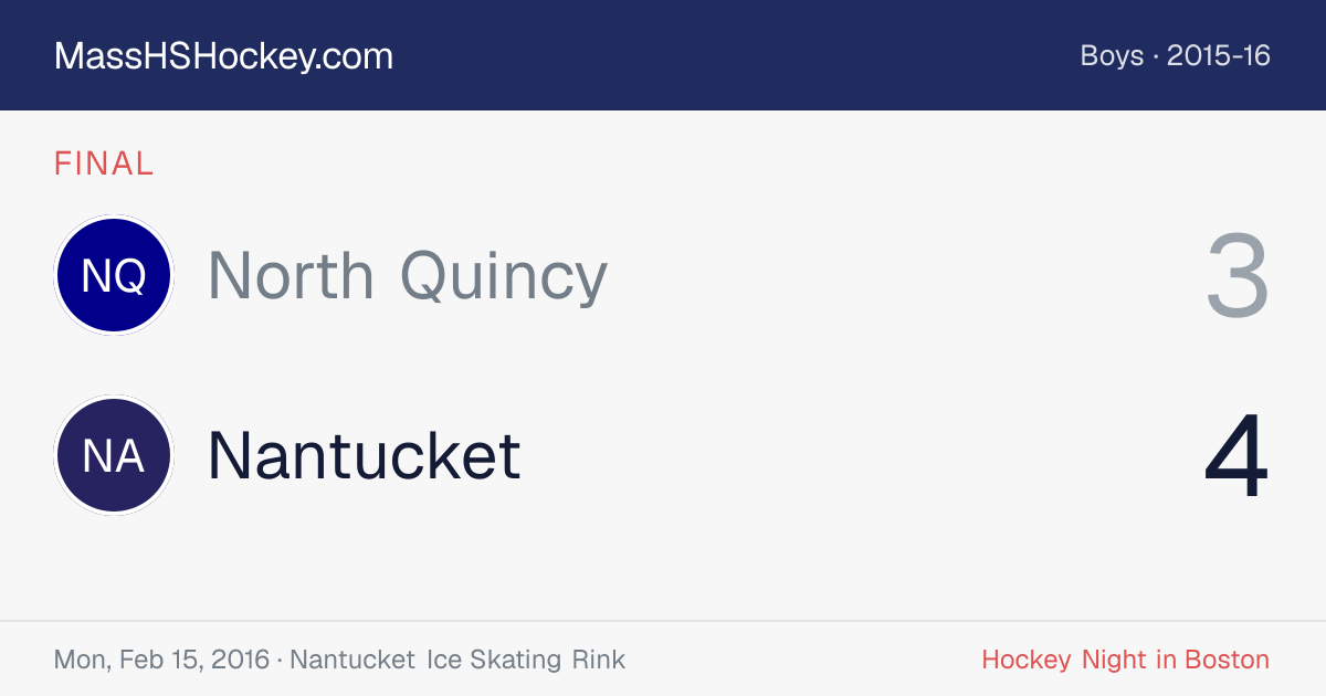 North Quincy at Nantucket score card