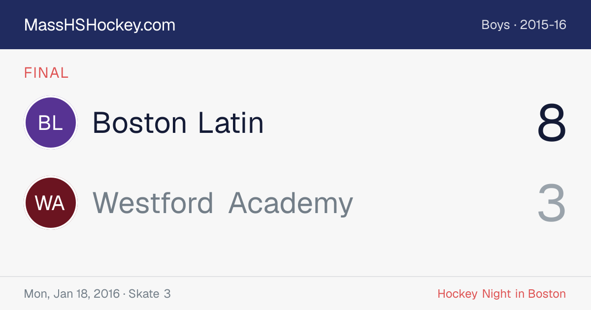 Boston Latin at Westford Academy score card