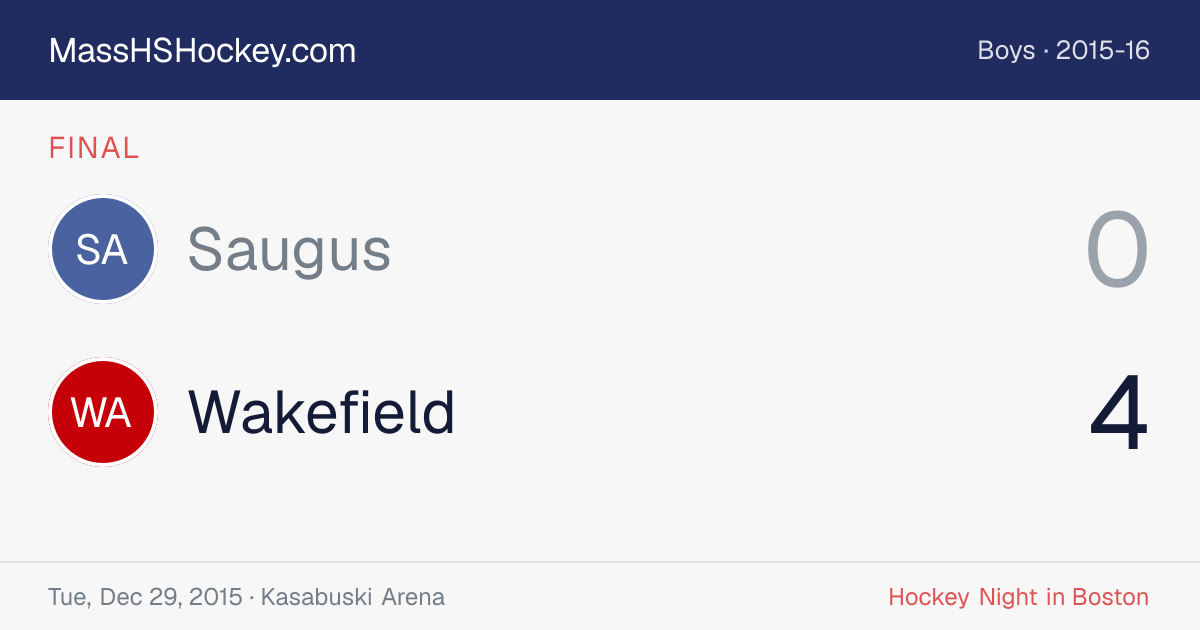 Saugus at Wakefield score card