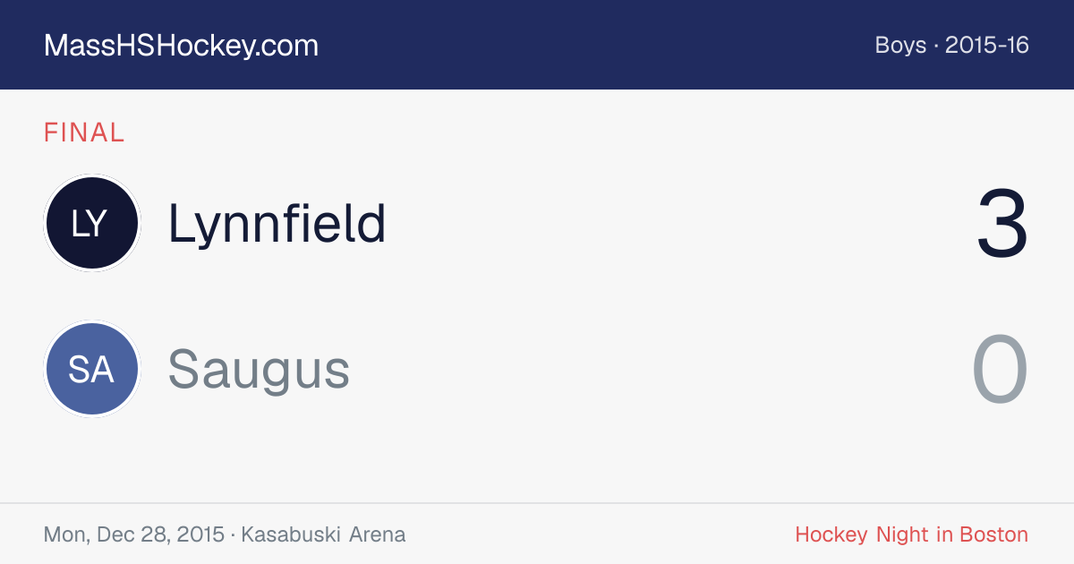 Lynnfield at Saugus score card
