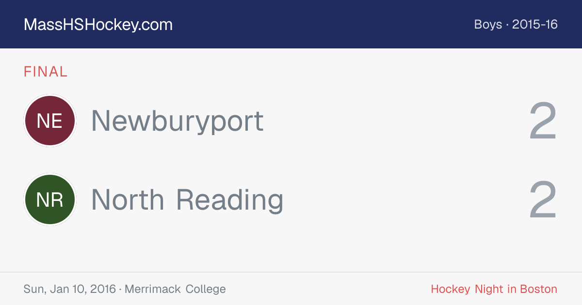 Newburyport at North Reading score card
