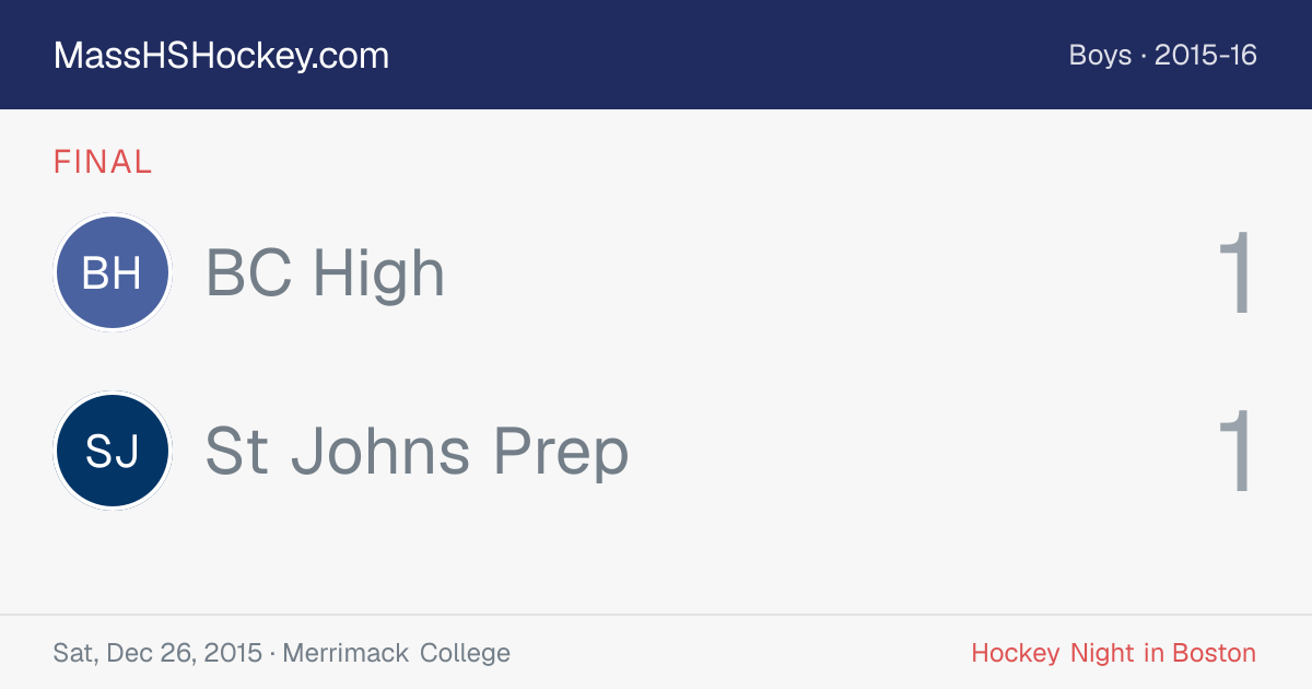 BC High at St Johns Prep score card