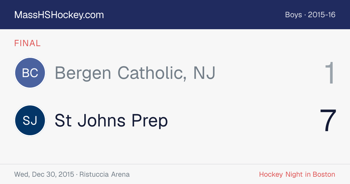 Bergen Catholic, NJ at St Johns Prep score card