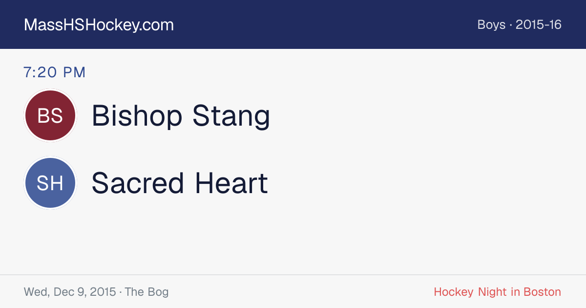 Bishop Stang at Sacred Heart score card