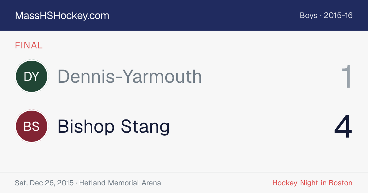 Dennis-Yarmouth at Bishop Stang score card