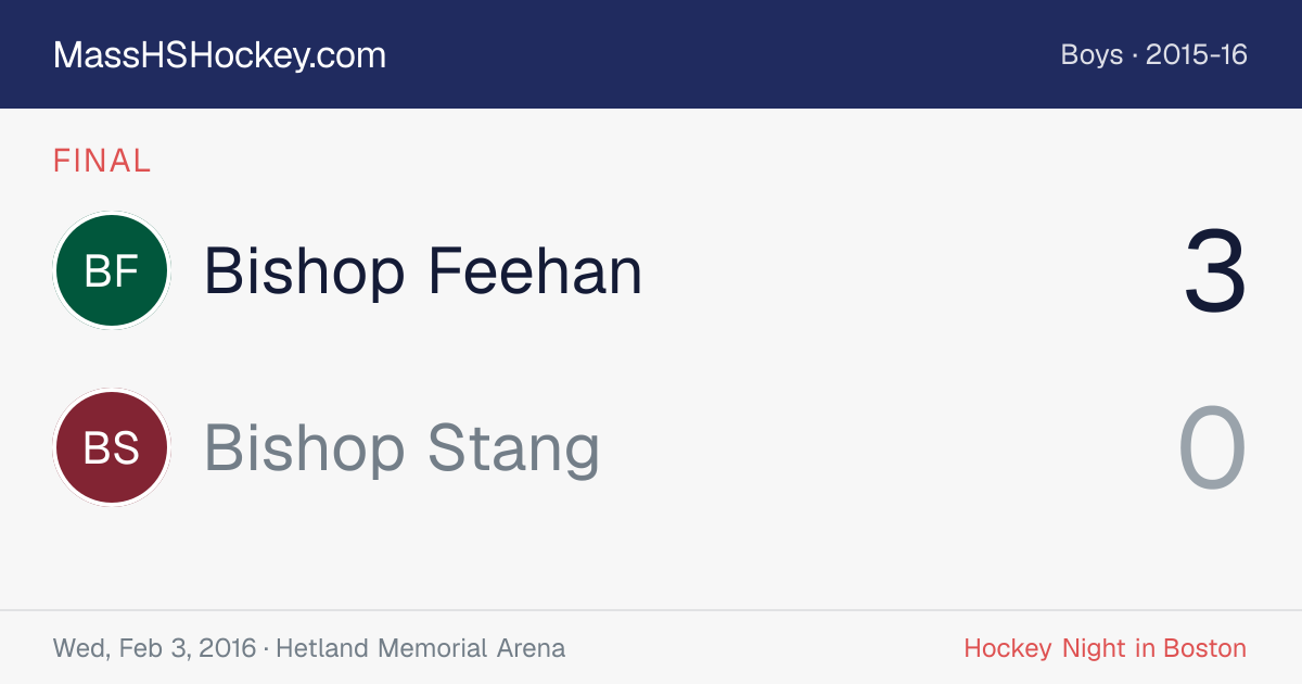 Bishop Feehan at Bishop Stang score card