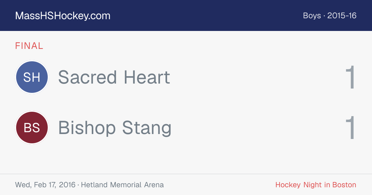 Sacred Heart at Bishop Stang score card