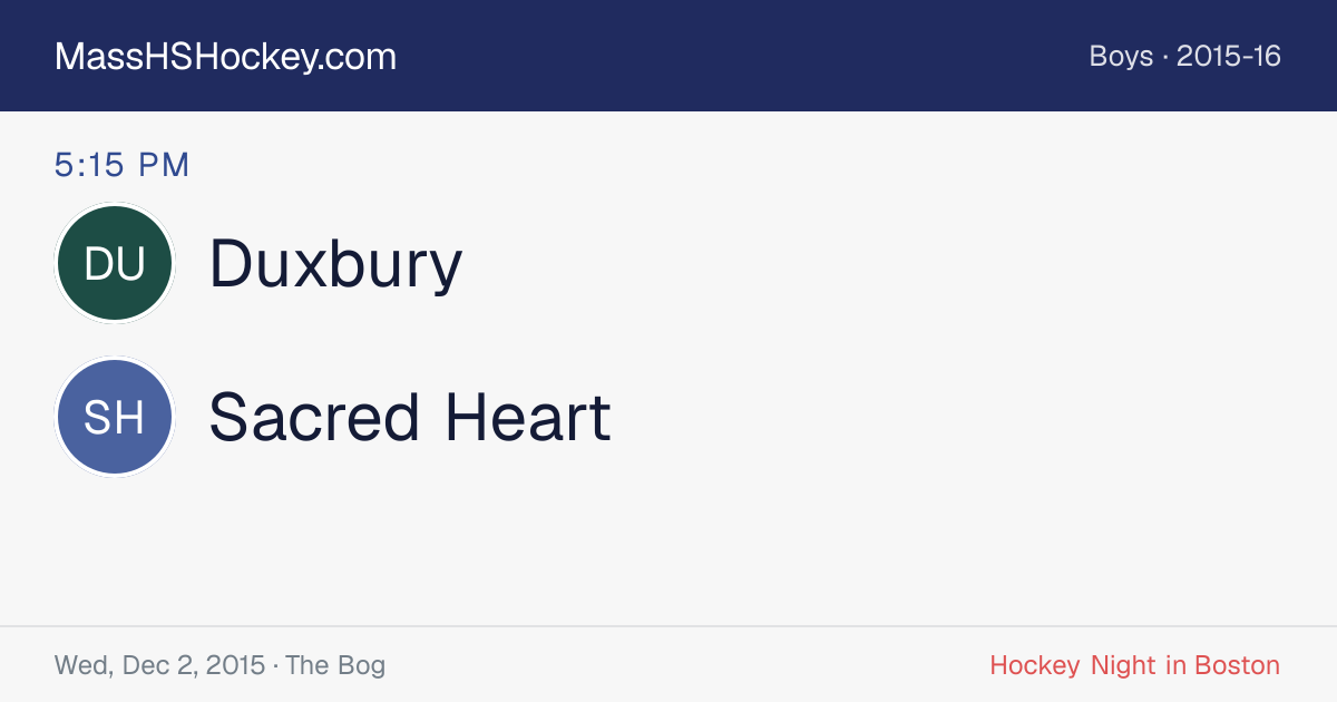 Duxbury at Sacred Heart score card