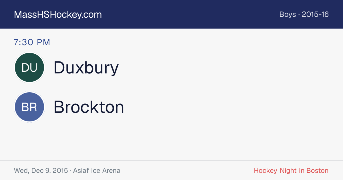 Duxbury at Brockton score card