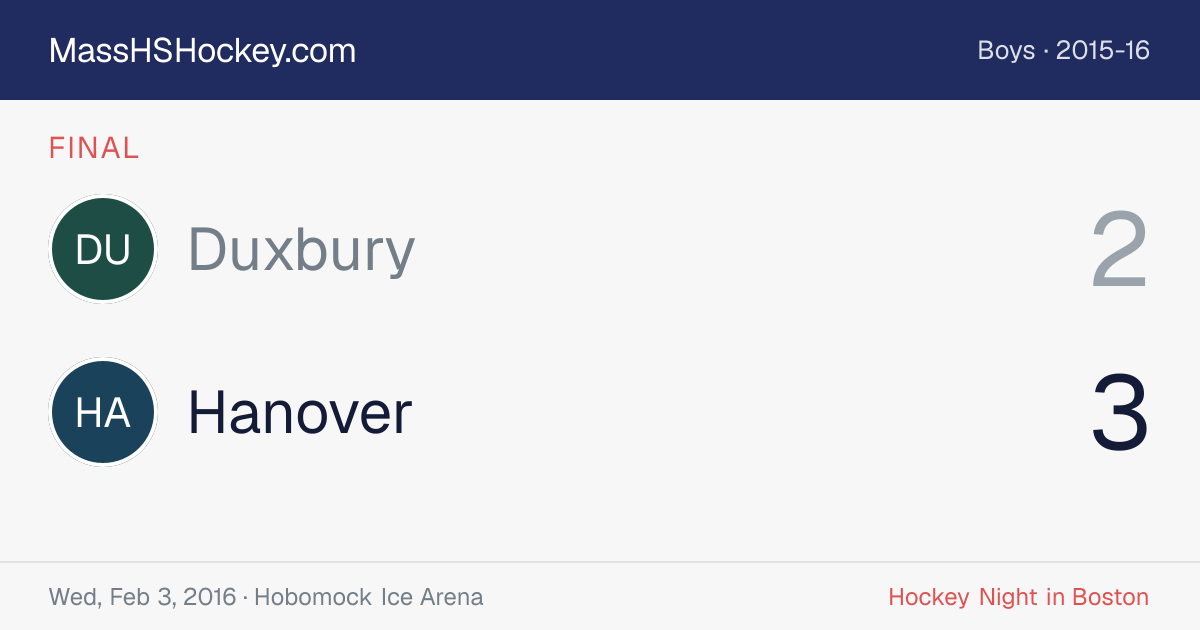 Duxbury at Hanover score card