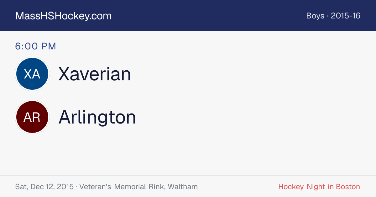 Xaverian at Arlington score card